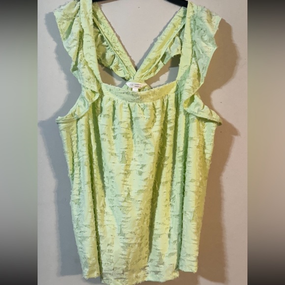 ❤️ $10 Flash Sale Lauren Conrad Ruffled Crossback Velvet Textured Tank - NWT - Picture 2 of 8